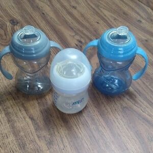 Blue and Gray Party Sippy Cup Set with Handles